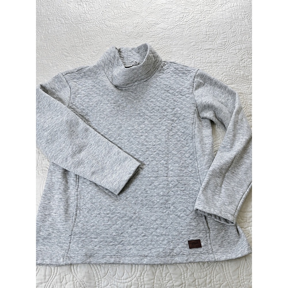 L.L.Bean Quilted Funnel Neck Pullover Women Large Gray Excellent Gorpcore S07995
